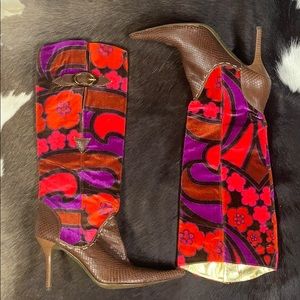 Dolce & Gabbana Velvet Snake Skin Boots VERY RARE